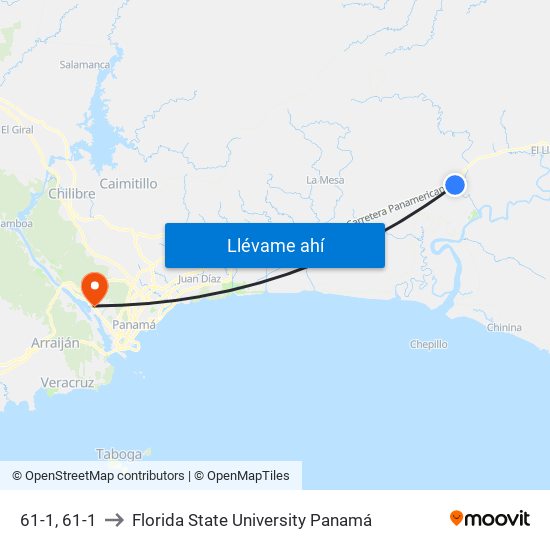 61-1, 61-1 to Florida State University Panamá map