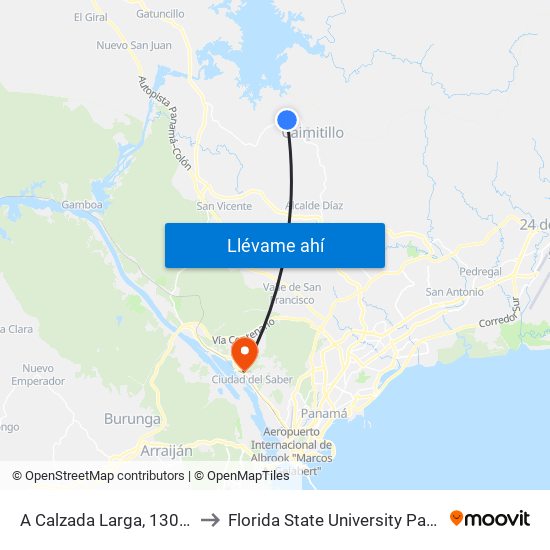 A Calzada Larga, 1302-02 to Florida State University Panamá map