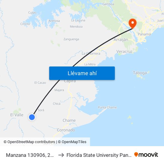 Manzana 130906, 26-34 to Florida State University Panamá map