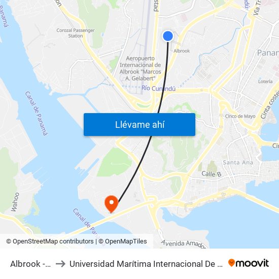 Albrook - Bahía G to Universidad Marítima Internacional De Panamá (Umip) Edif. 1033 map