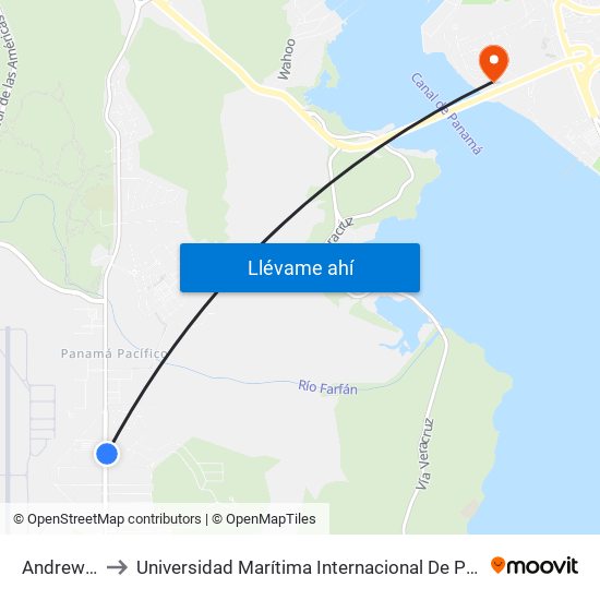 Andrews, 87-2 to Universidad Marítima Internacional De Panamá (Umip) Edif. 1033 map