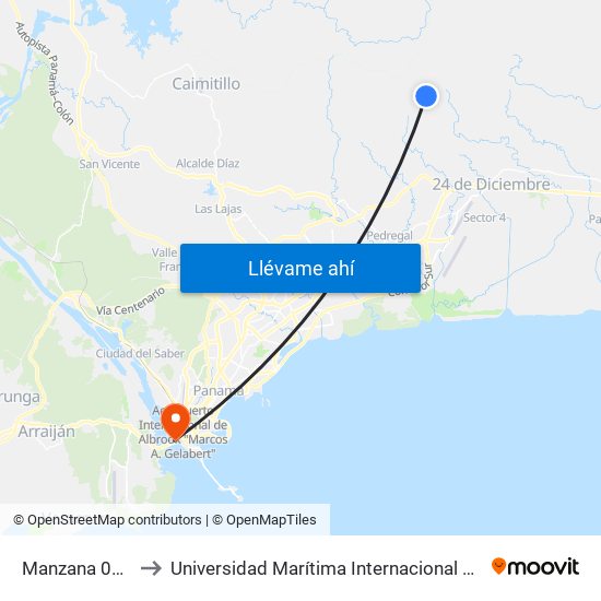 Manzana 080821, 36-2 to Universidad Marítima Internacional De Panamá (Umip) Edif. 1033 map