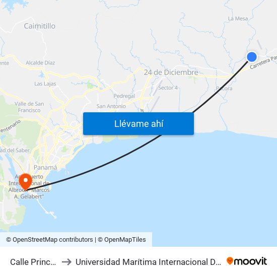 Calle Principal, 142-2 to Universidad Marítima Internacional De Panamá (Umip) Edif. 1033 map