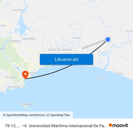 78-12, 78-12 to Universidad Marítima Internacional De Panamá (Umip) Edif. 1033 map