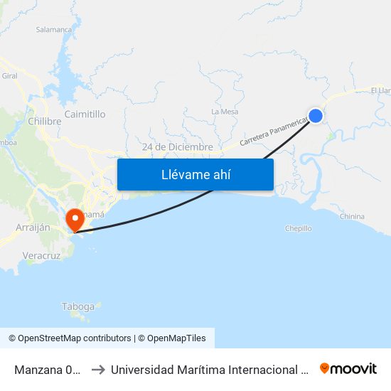 Manzana 080501, 77-2 to Universidad Marítima Internacional De Panamá (Umip) Edif. 1033 map