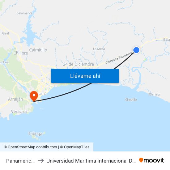 Panamericana, 1-871 to Universidad Marítima Internacional De Panamá (Umip) Edif. 1033 map