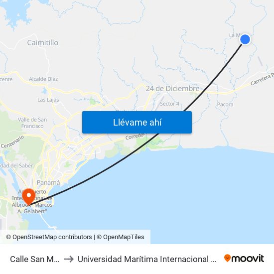Calle San Martín, 31-21 to Universidad Marítima Internacional De Panamá (Umip) Edif. 1033 map
