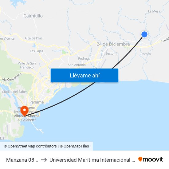 Manzana 080817, 133-4 to Universidad Marítima Internacional De Panamá (Umip) Edif. 1033 map
