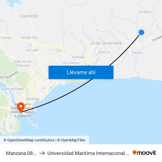 Manzana 080818, 4-221 to Universidad Marítima Internacional De Panamá (Umip) Edif. 1033 map