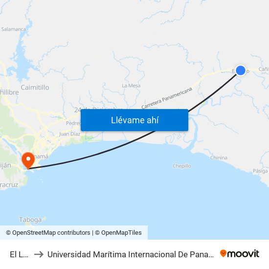 El Llano to Universidad Marítima Internacional De Panamá (Umip) Edif. 1033 map