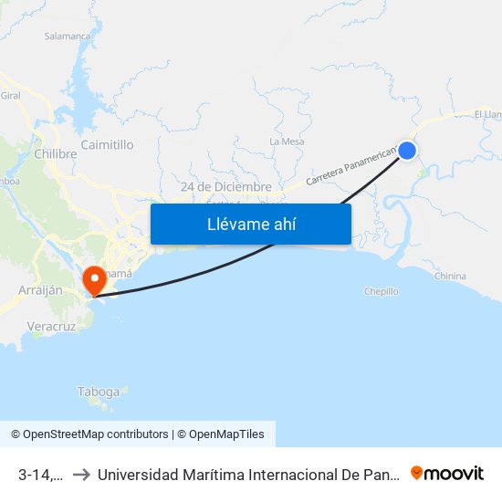 3-14, 3-14 to Universidad Marítima Internacional De Panamá (Umip) Edif. 1033 map