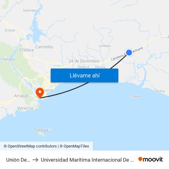 Unión De Azuero to Universidad Marítima Internacional De Panamá (Umip) Edif. 1033 map