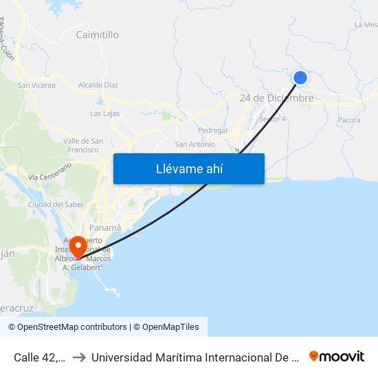 Calle 42, 2-3199 to Universidad Marítima Internacional De Panamá (Umip) Edif. 1033 map
