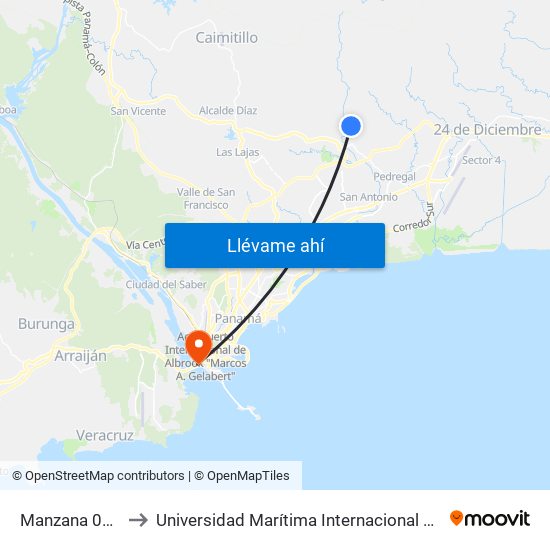 Manzana 080813, 5-25 to Universidad Marítima Internacional De Panamá (Umip) Edif. 1033 map