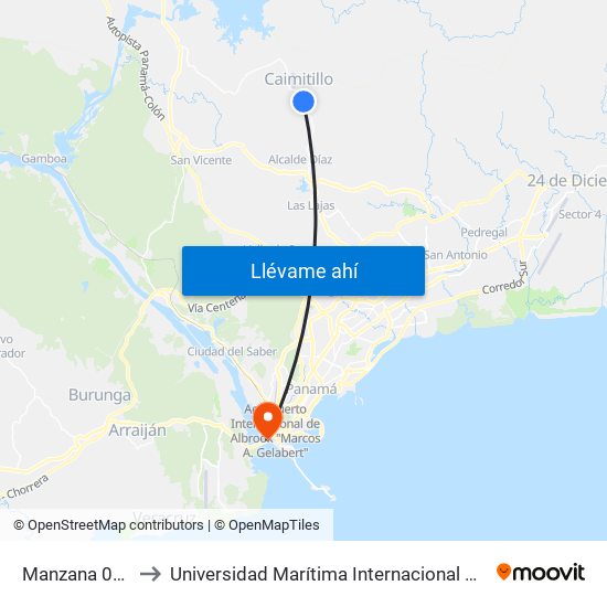 Manzana 080815, 269 to Universidad Marítima Internacional De Panamá (Umip) Edif. 1033 map