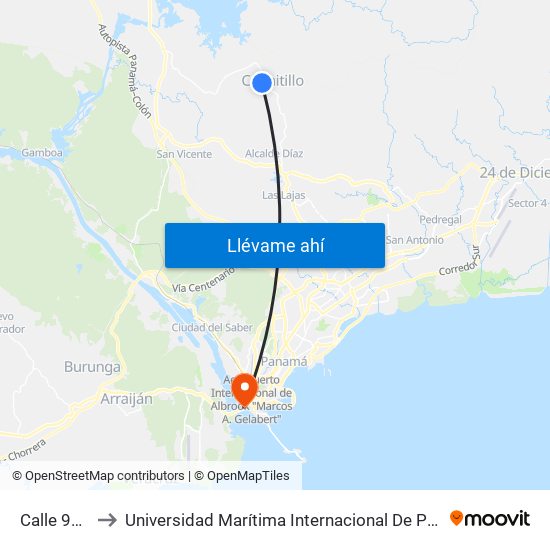 Calle 931, 931 to Universidad Marítima Internacional De Panamá (Umip) Edif. 1033 map