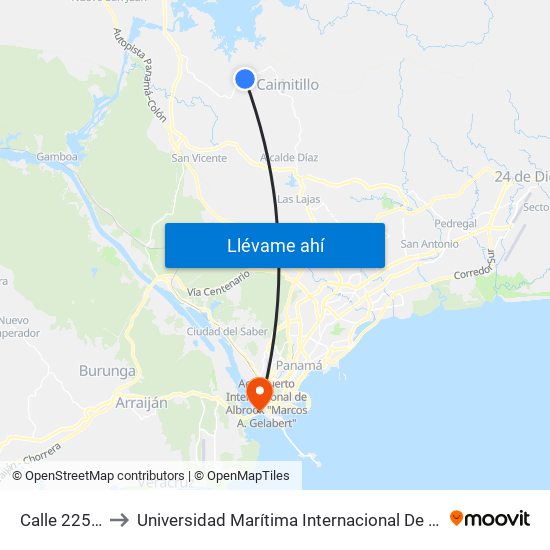 Calle 225, 225-01 to Universidad Marítima Internacional De Panamá (Umip) Edif. 1033 map