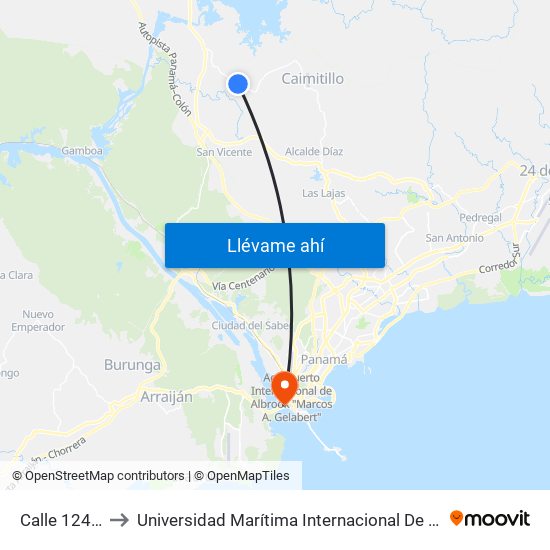 Calle 124, 124-02 to Universidad Marítima Internacional De Panamá (Umip) Edif. 1033 map