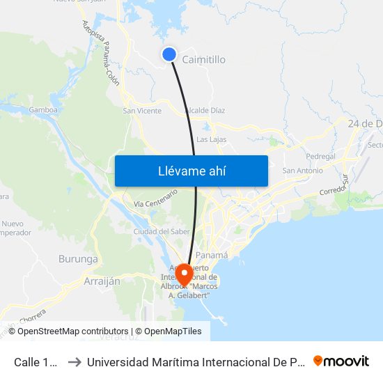 Calle 138, 138 to Universidad Marítima Internacional De Panamá (Umip) Edif. 1033 map