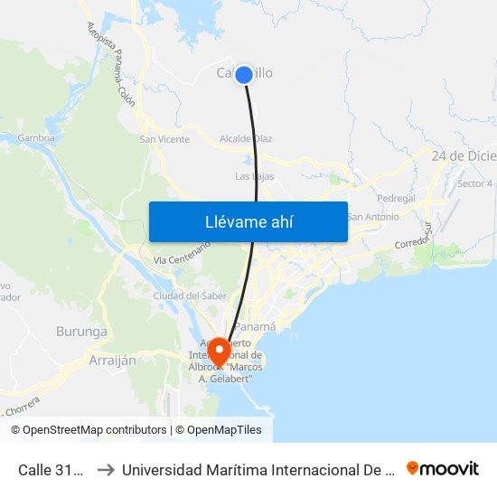 Calle 3118, 3118 to Universidad Marítima Internacional De Panamá (Umip) Edif. 1033 map