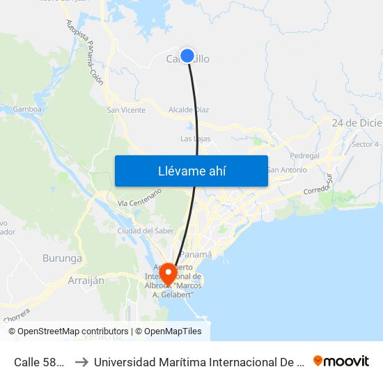 Calle 5815, 5815 to Universidad Marítima Internacional De Panamá (Umip) Edif. 1033 map