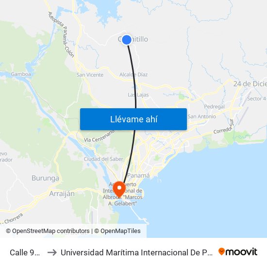 Calle 917, 917 to Universidad Marítima Internacional De Panamá (Umip) Edif. 1033 map