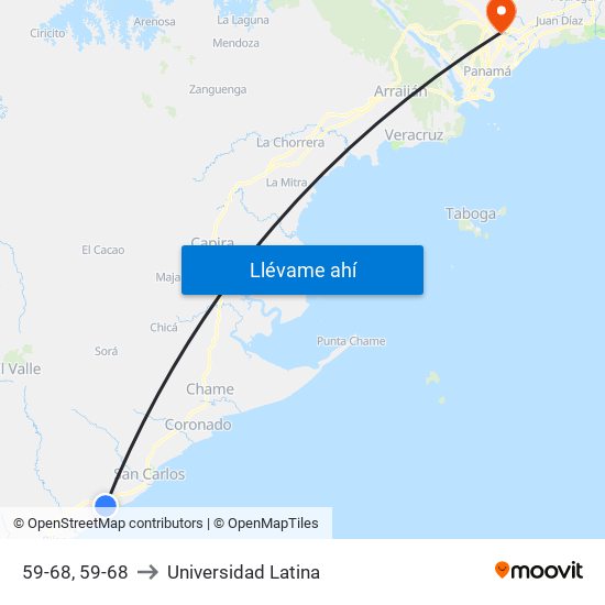 59-68, 59-68 to Universidad Latina map