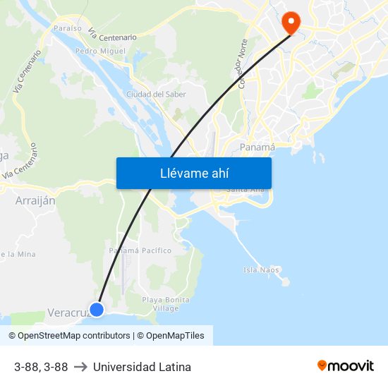 3-88, 3-88 to Universidad Latina map