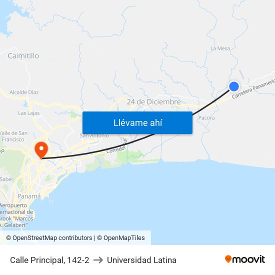 Calle Principal, 142-2 to Universidad Latina map