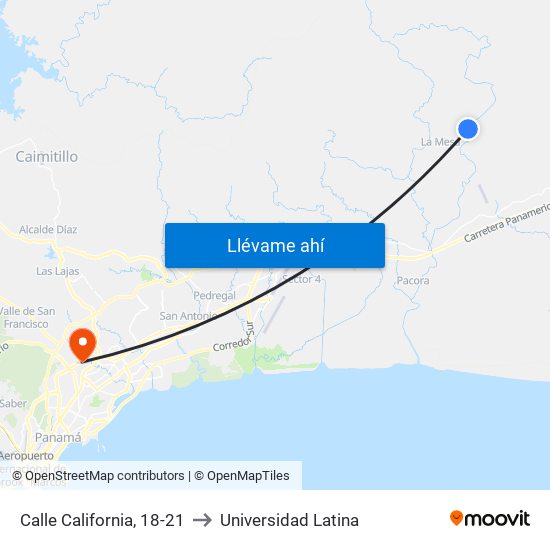 Calle California, 18-21 to Universidad Latina map