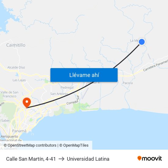 Calle San Martín, 4-41 to Universidad Latina map