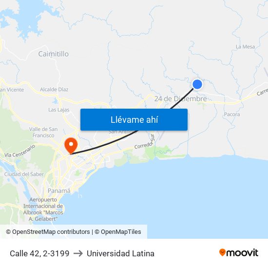 Calle 42, 2-3199 to Universidad Latina map