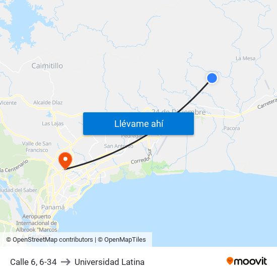 Calle 6, 6-34 to Universidad Latina map