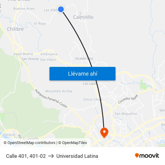 Calle 401, 401-02 to Universidad Latina map