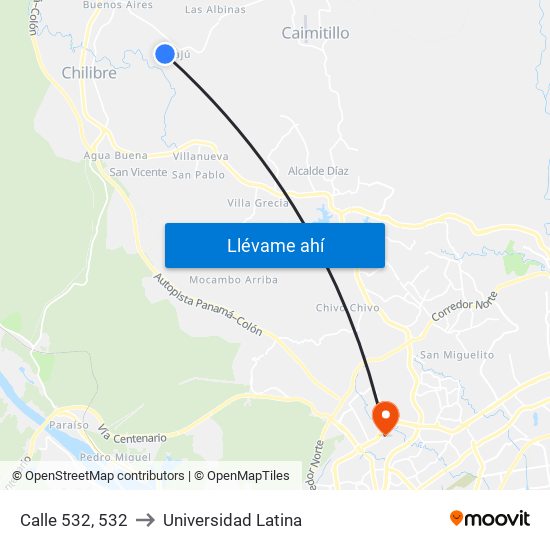 Calle 532, 532 to Universidad Latina map