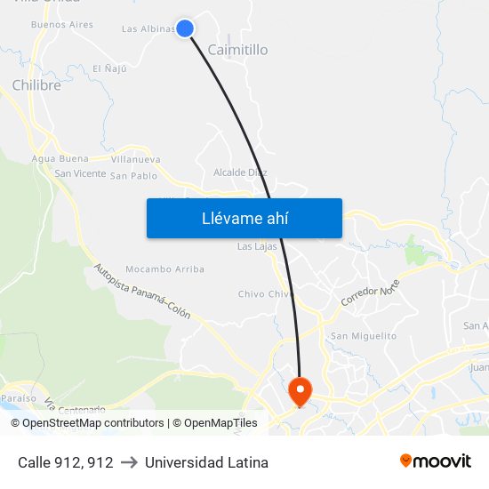 Calle 912, 912 to Universidad Latina map