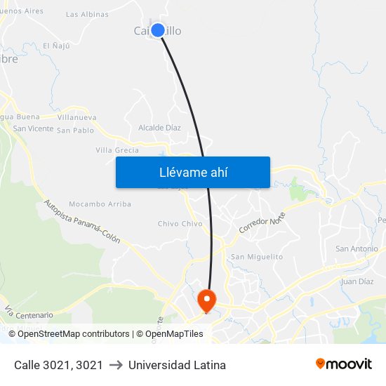 Calle 3021, 3021 to Universidad Latina map