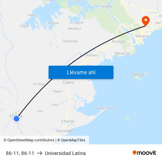 86-11, 86-11 to Universidad Latina map