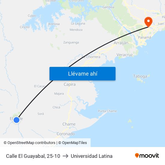 Calle El Guayabal, 25-10 to Universidad Latina map