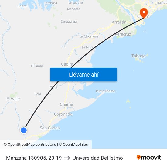 Manzana 130905, 20-19 to Universidad Del Istmo map