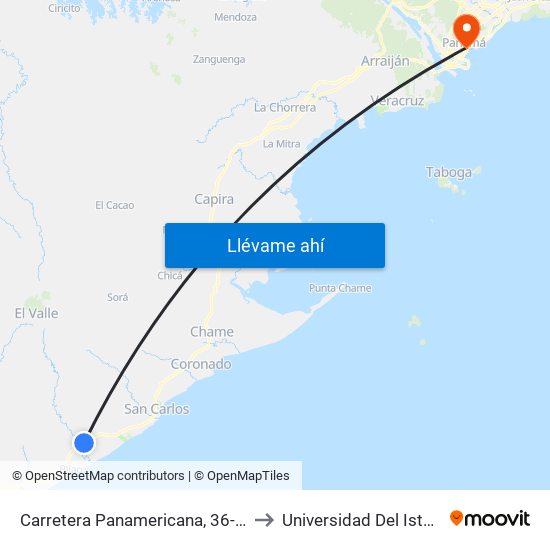 Carretera Panamericana, 36-23 to Universidad Del Istmo map