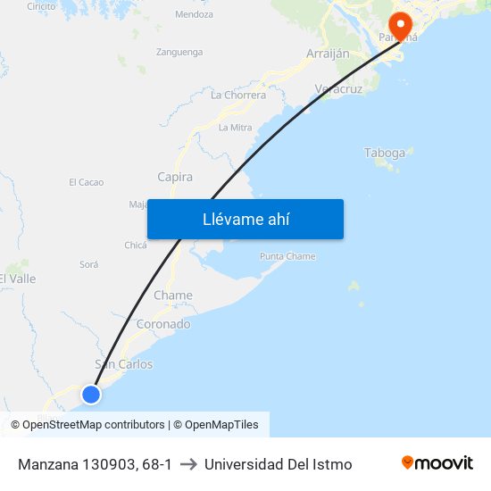 Manzana 130903, 68-1 to Universidad Del Istmo map