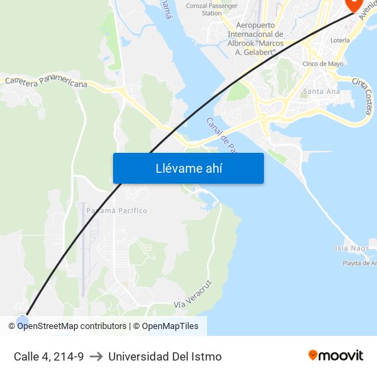 Calle 4, 214-9 to Universidad Del Istmo map