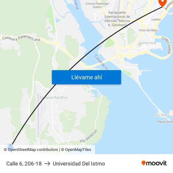 Calle 6, 206-18 to Universidad Del Istmo map