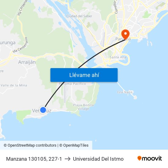 Manzana 130105, 227-1 to Universidad Del Istmo map