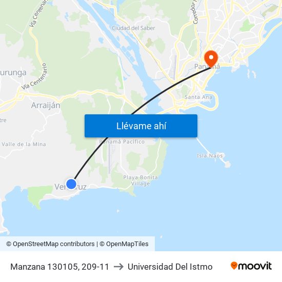 Manzana 130105, 209-11 to Universidad Del Istmo map