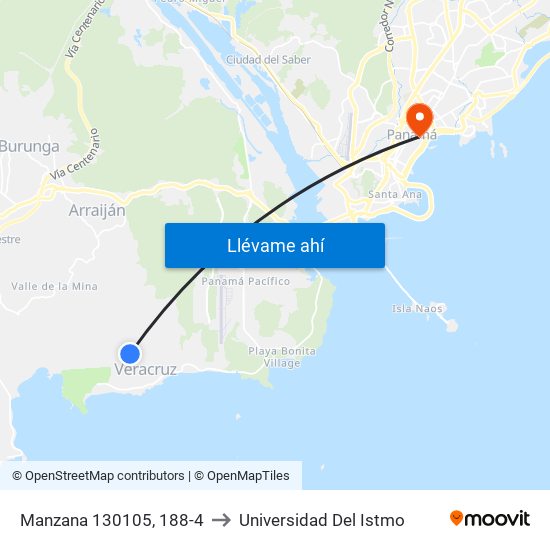 Manzana 130105, 188-4 to Universidad Del Istmo map