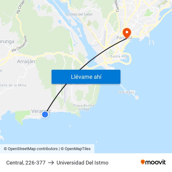 Central, 226-377 to Universidad Del Istmo map