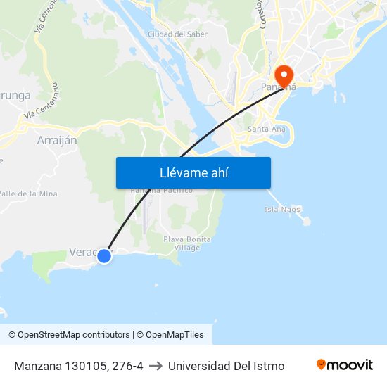 Manzana 130105, 276-4 to Universidad Del Istmo map