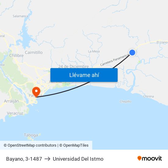 Bayano, 3-1487 to Universidad Del Istmo map